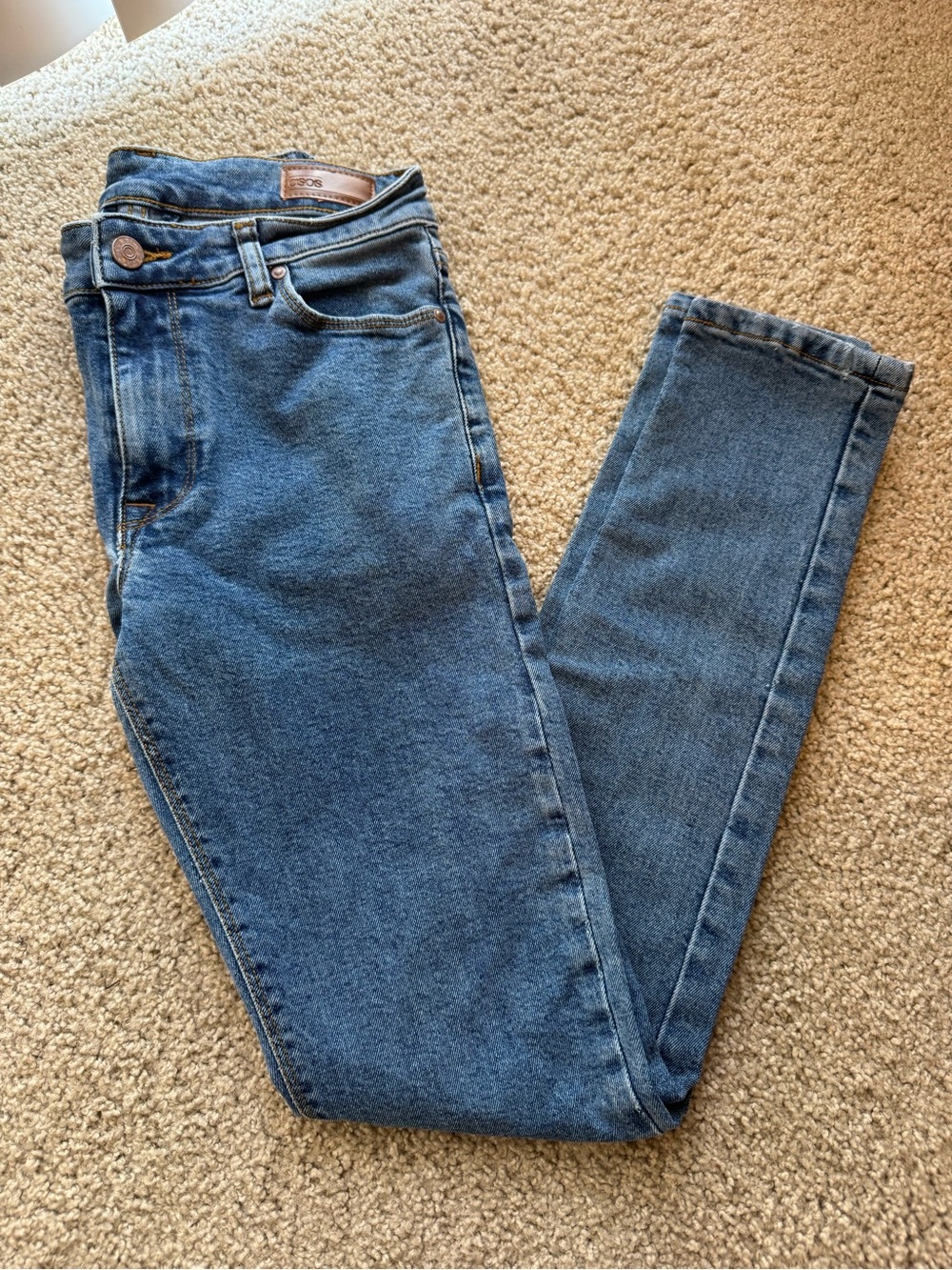 ASOS High-Rise Medium Blue Skinny Jeans